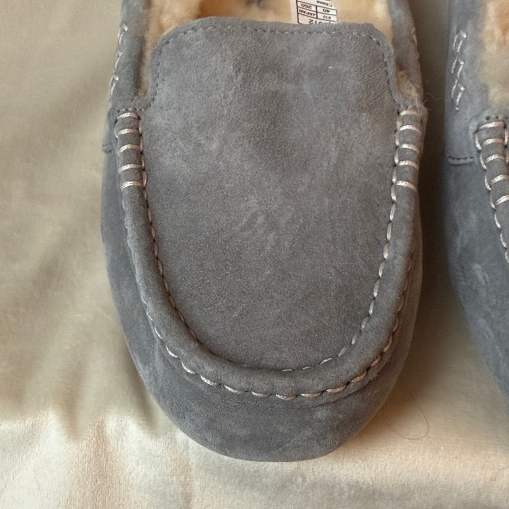 UGG Women’s Ansley Light Grey Suede & Sheepskin Slippers/Loafers - Picture 4 of 16